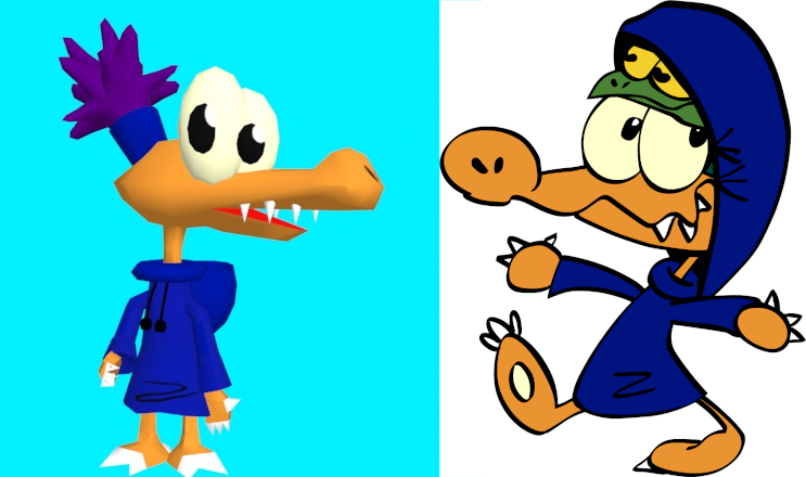 Admit it, this is adorable A 3D render of Azul from Snaggleswamp, and an illustration of Abbi hiding in Azul's hood