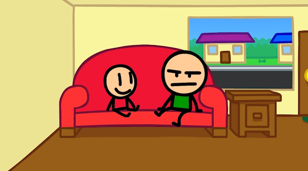 Screenshot of an episode of Cole's Whatever Screenshot of an episode of Cole's Whatever, depicting Cole and Max sitting on a sofa