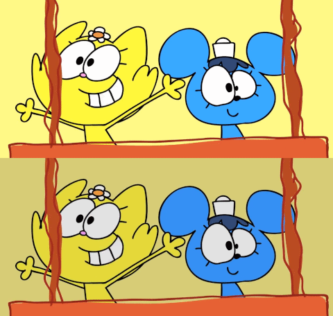 Two panels, the top showing the trailer, the bottom showing the episode which is darkened in comparison